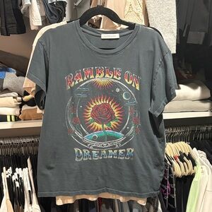 Daydreamer Ramble On Dreamer Graphic Tee - Slate Blue with Multicolor Print